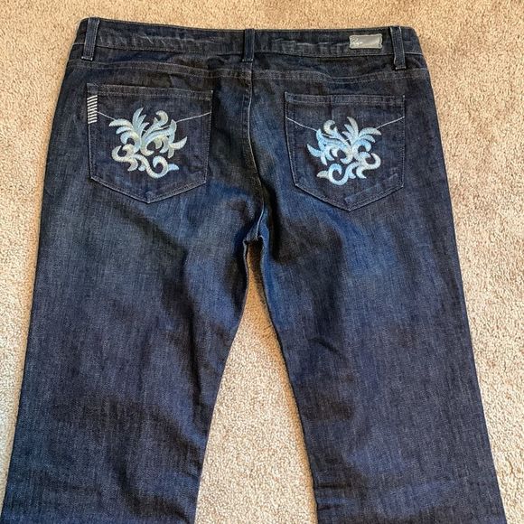 Paige Embroidered Denim Jeans Womens Sz 32 - Picture 2 of 11